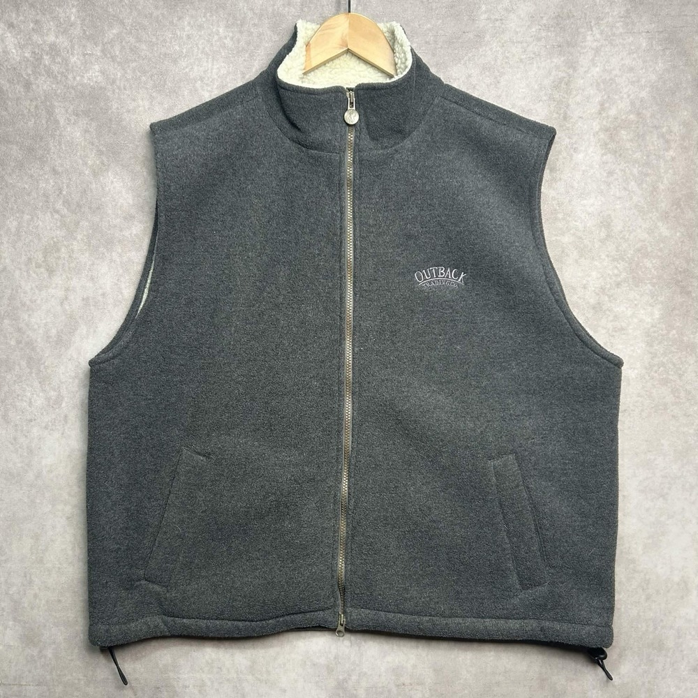 Outback Trading Company Sherpa Fleece Vest Men's 2XL Gray USA